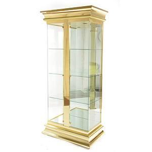 Tall Mastercraft Brass and Glass Shelf Display Unit