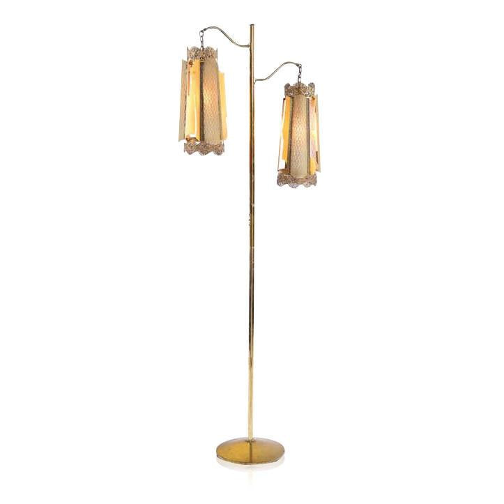 Brass Double Hanging Floor Lamp