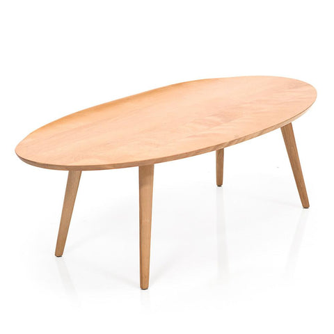 Wood Oval Curled Edge Coffee Table