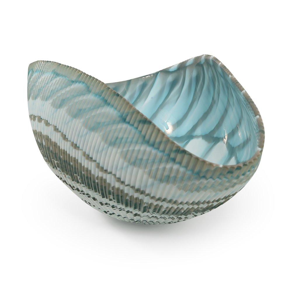 Blue Aqua Curled Shell Bowl (A+D)