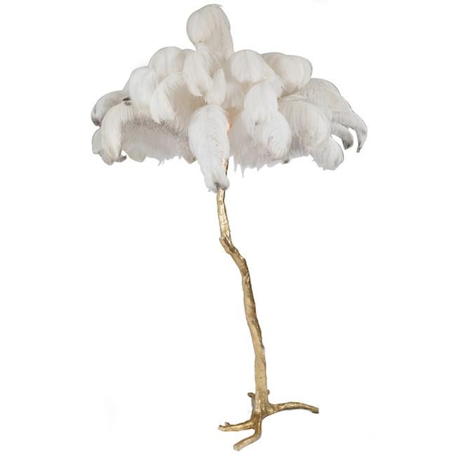 Gold Palm Tree Ostrich Feather Floor Lamp