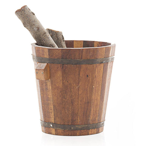 Round Wood Barrel Firewood Bucket