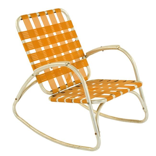 Brown Strap Lawn Rocking Chair