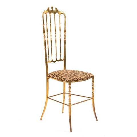 Gold High Back Chair with Animal Cushion Print
