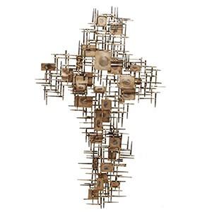Cross Pattern Brass Wall Sculpture