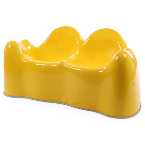 Yellow Modern Molded Plastic Loveseat