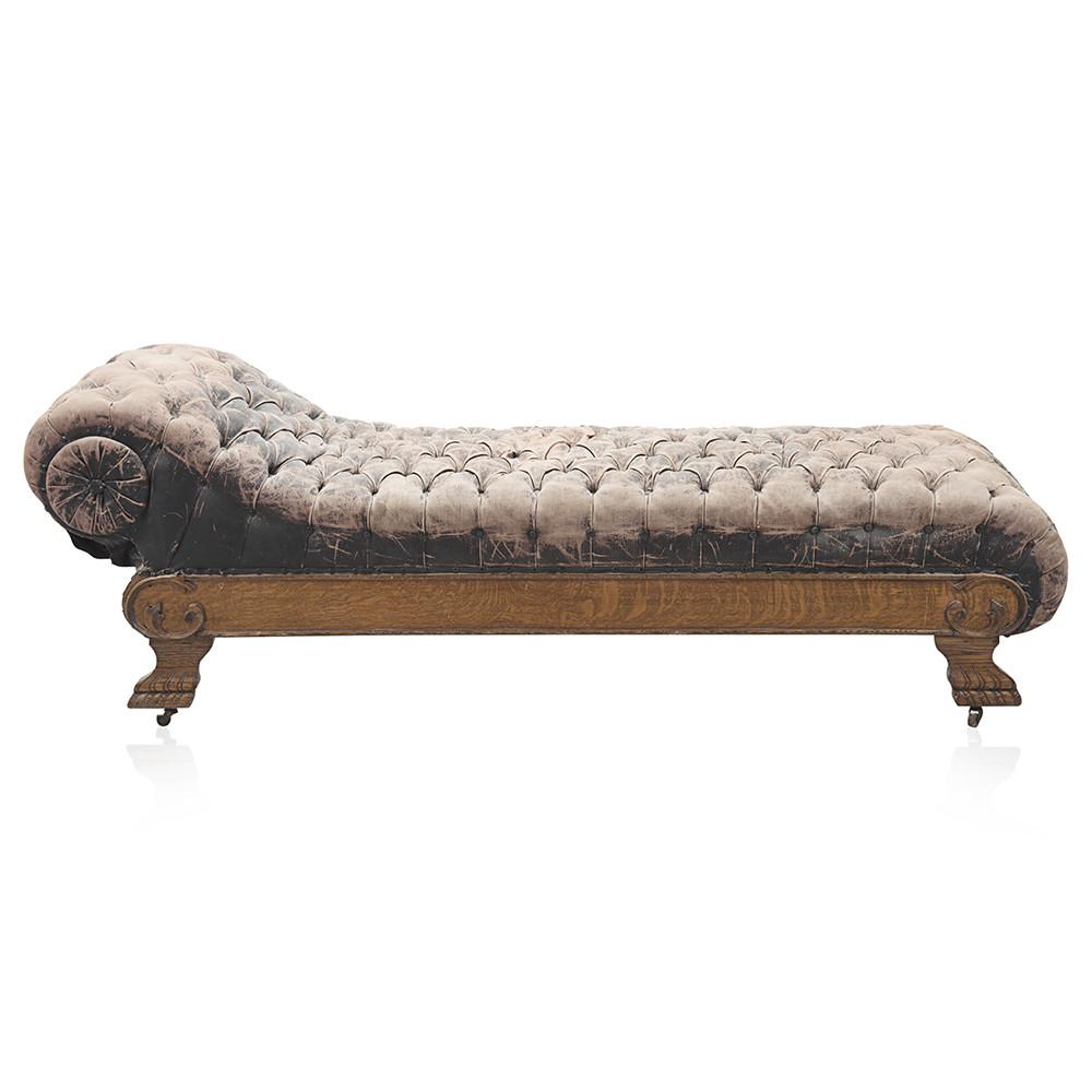 Victorian Distressed Brown Leather Chaise