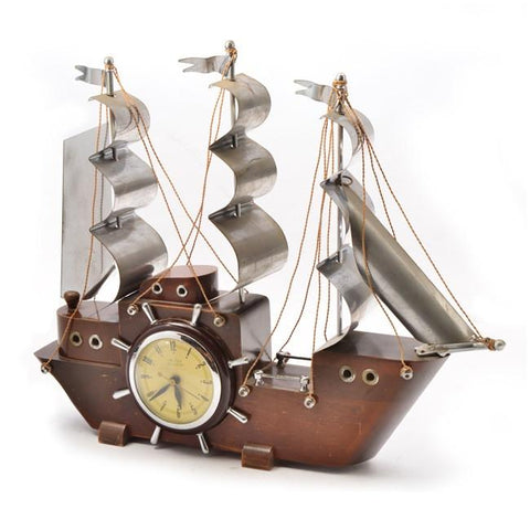 Wood Clipper Ship Clock