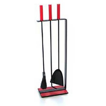 Red Handle Fireplace Tools Set