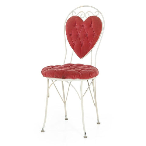 Red Velvet Heart Side Chair