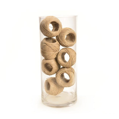 Tan Glass Cylinder with Balls of Twine (A+D)