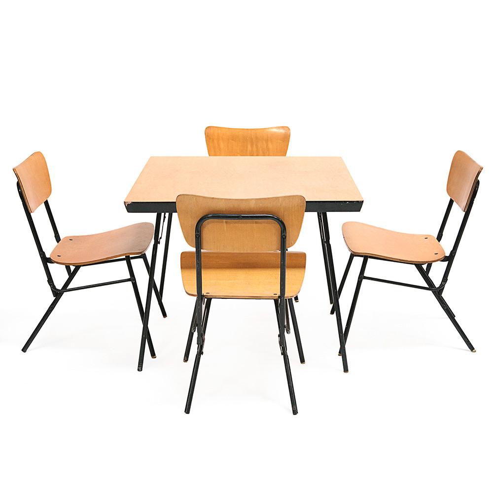 Tan Folding Card Table and Chairs