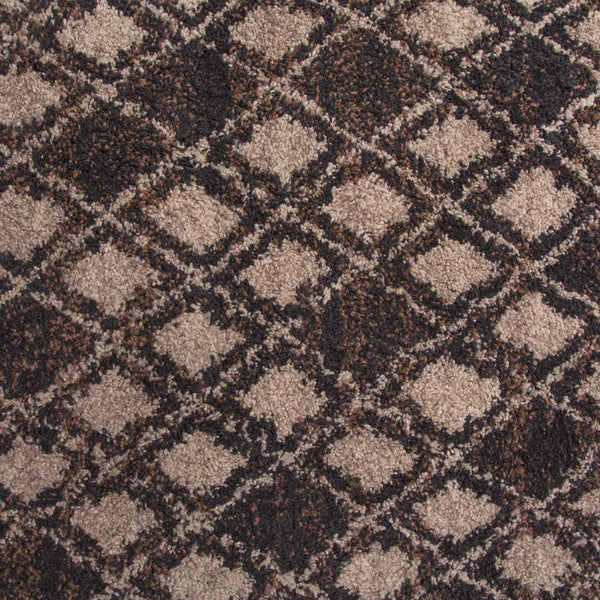 Brown and Cream Diamond Pattern Rug - Gil & Roy Props