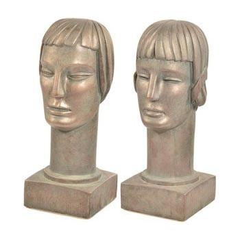 Pair of Deco Silver Busts