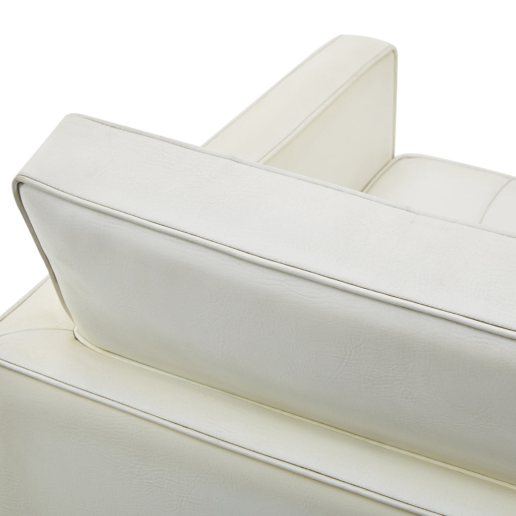 White Tufted Leather Florence Knoll Armchair