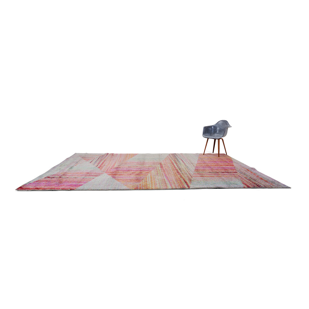 Pink + Cream Abstract Stripes Contemporary Rug