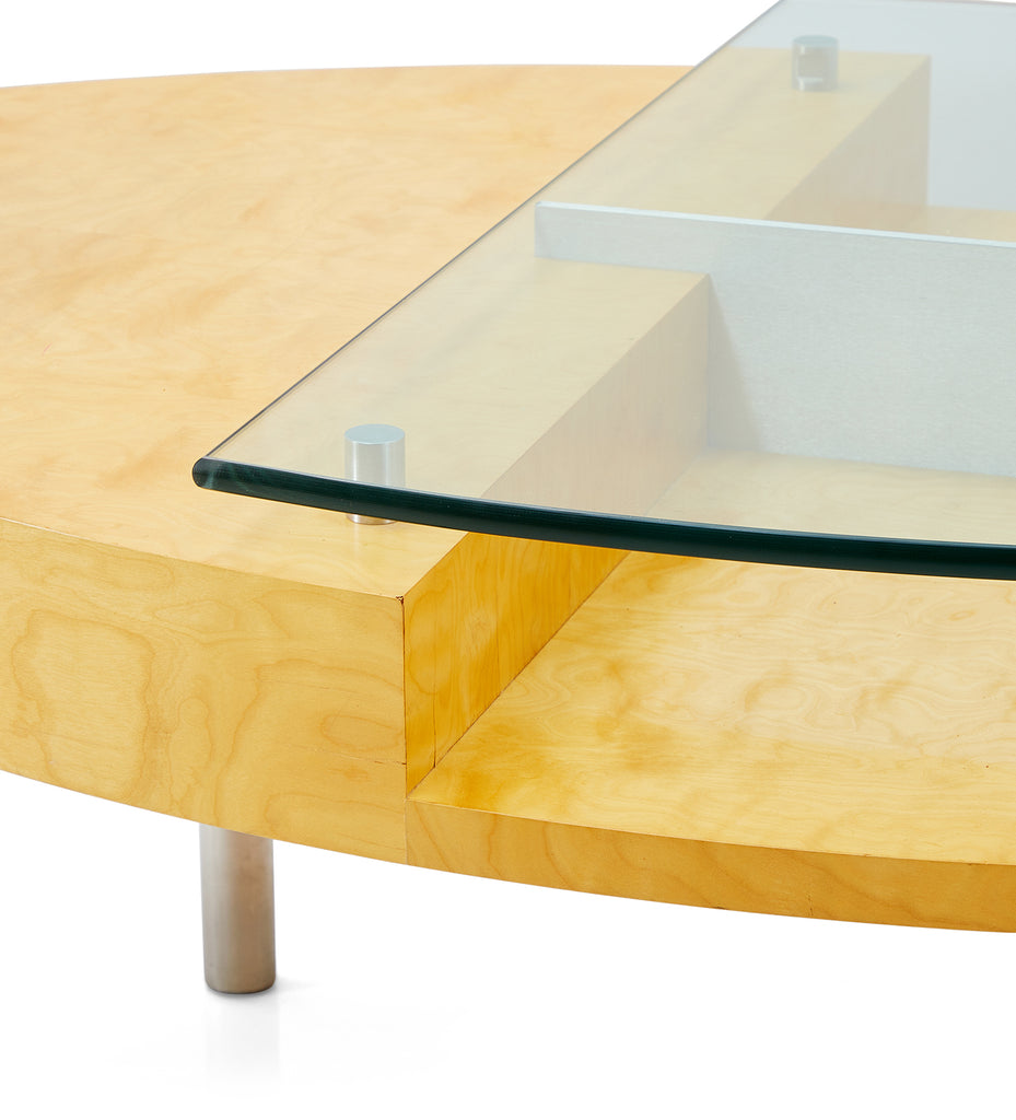 Two-Tier Wood and Glass Coffee Table