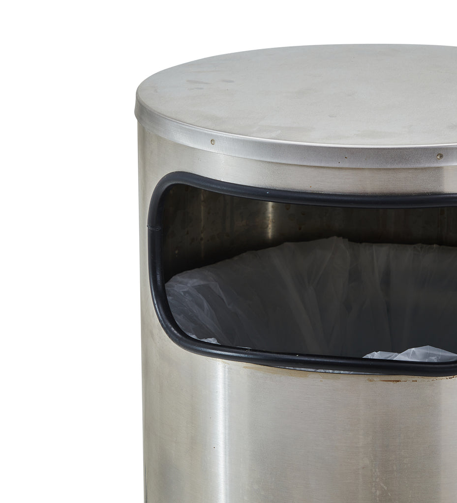Silver Cylinder Trash Can