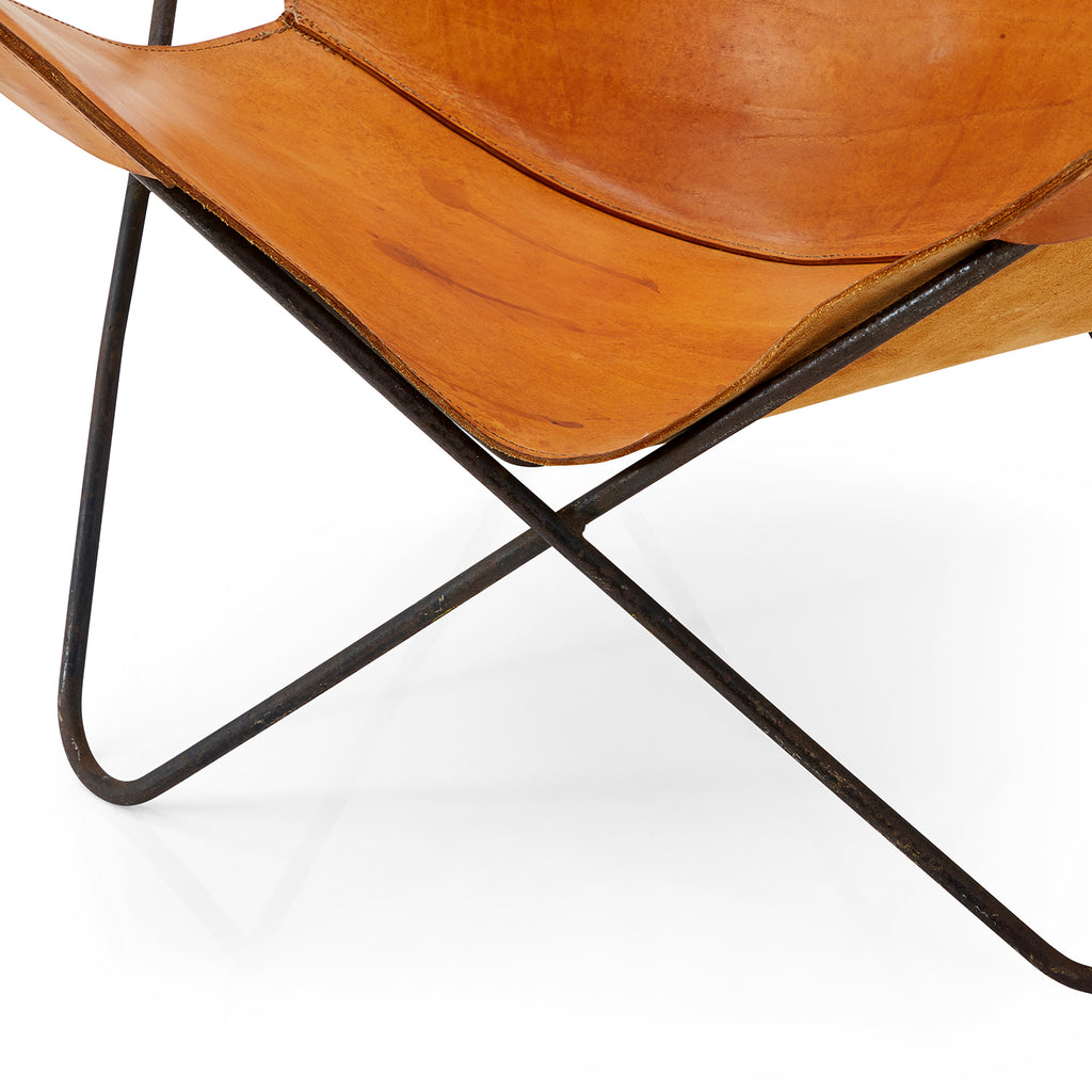 Butterfly Chair - Brown Light Caramel Leather
