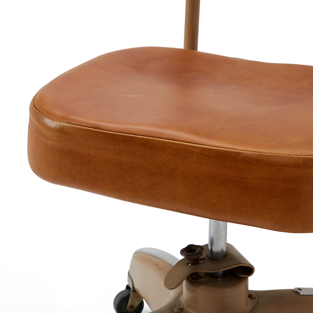 Brown Vinyl & Metal Vintage Office Chair
