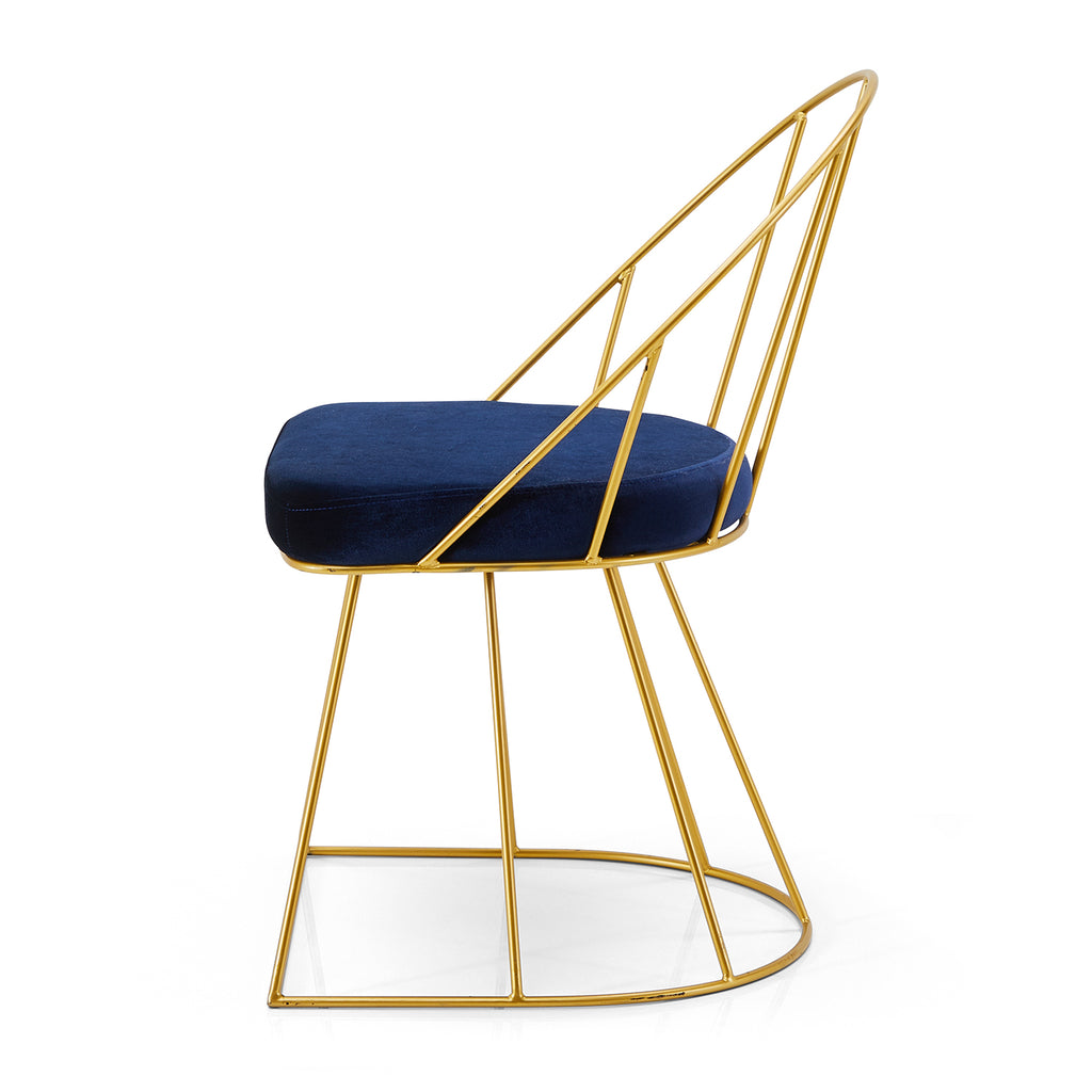 Blue & Gold Side Chair with Gold Frame