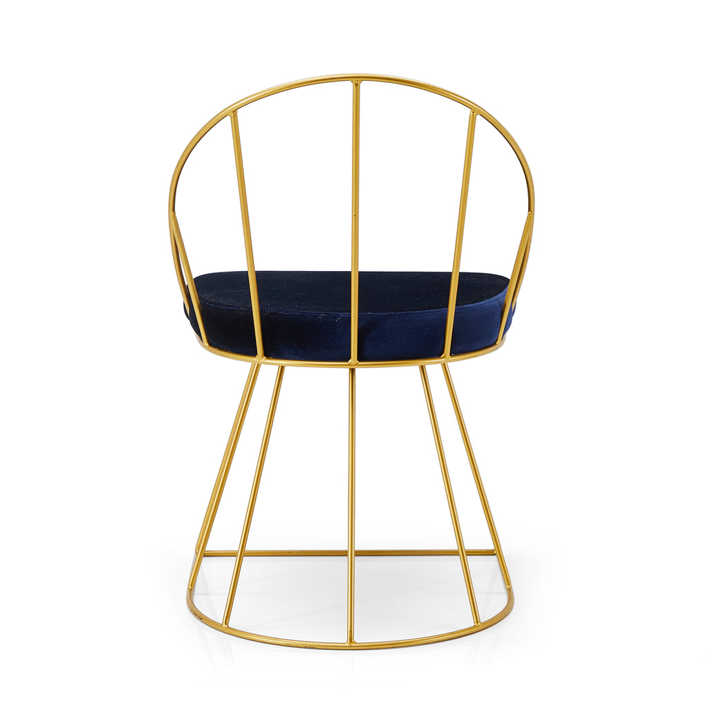 Blue & Gold Side Chair with Gold Frame