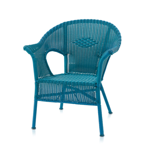 Blue Wicker Patio Arm Chair