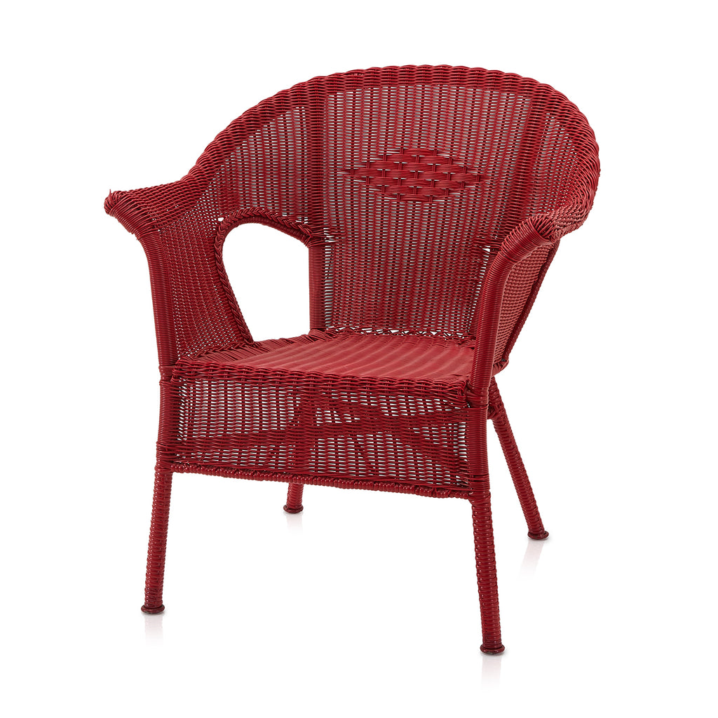 Red Wicker Patio Arm Chair