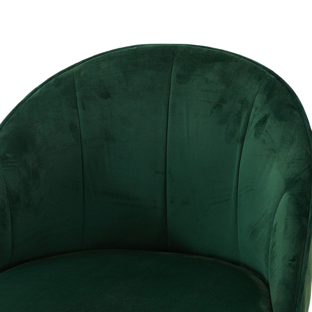 Green Velvet Deco Rolling Office Chair