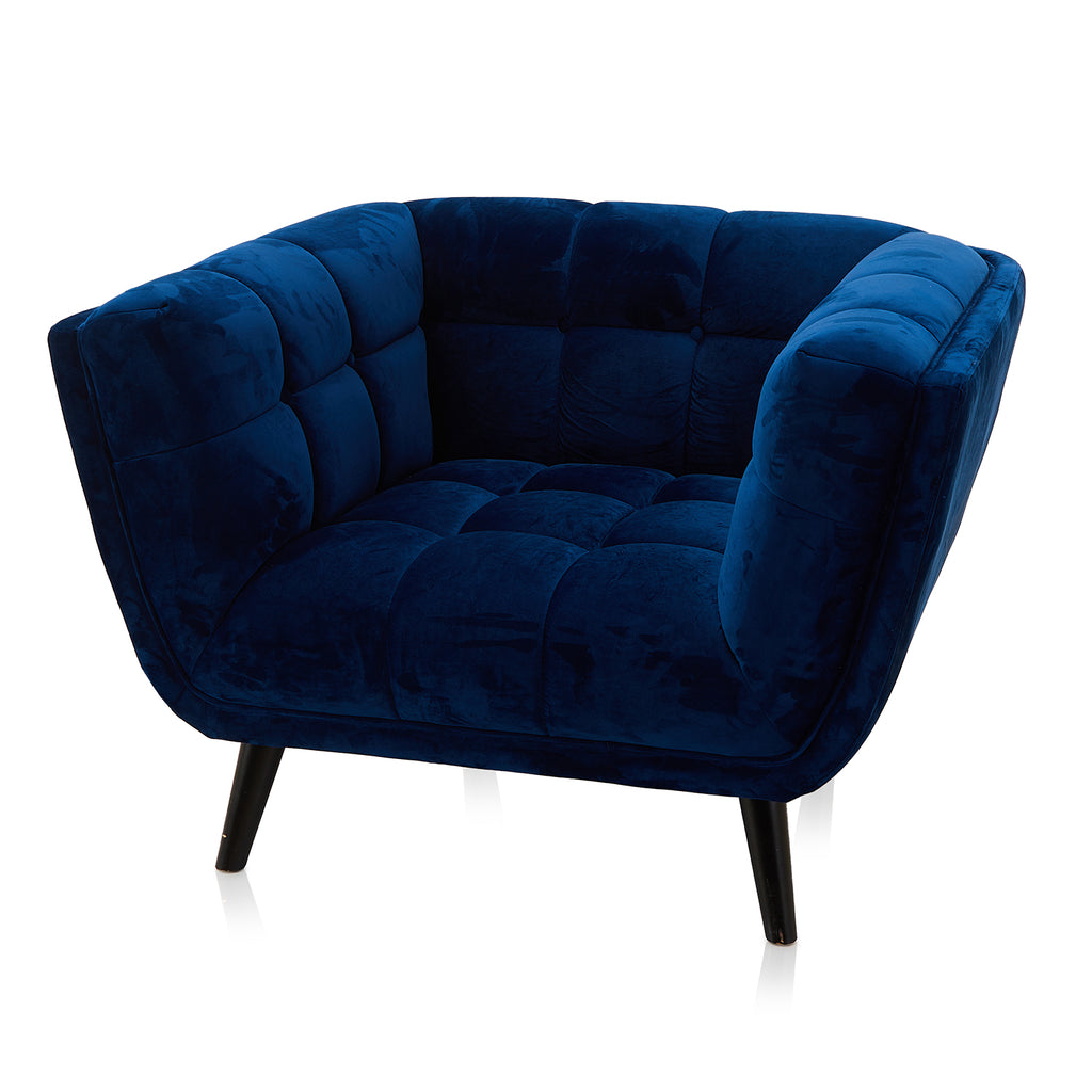 Blue Tufted Velvet Armchair