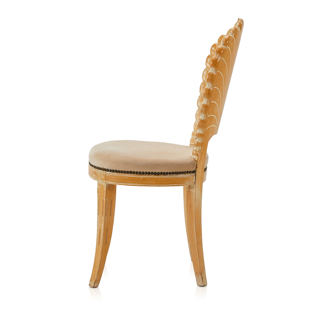 Wood & Tan Palmette Dining Chair
