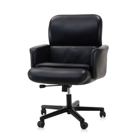 Black Plush Rolling Office Chair