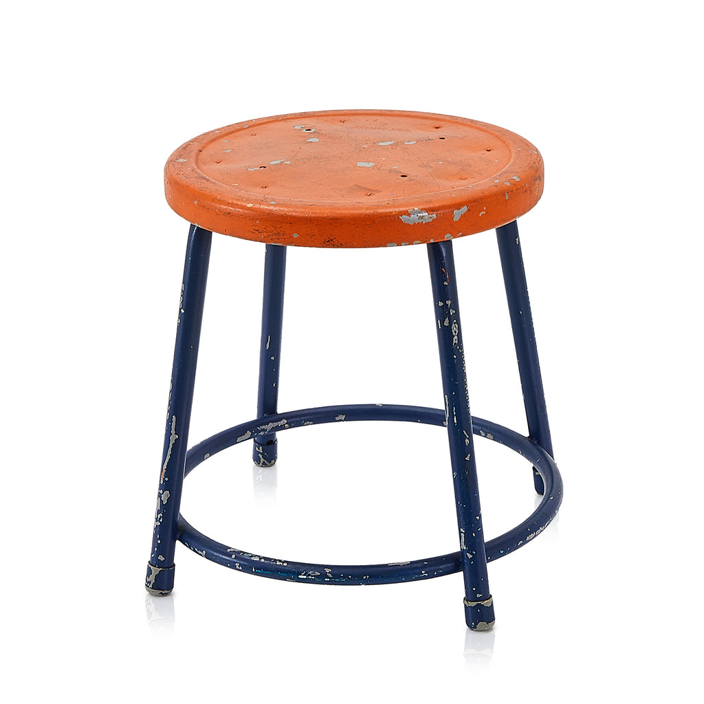 Metal Stool - Orange Top with Blue Legs