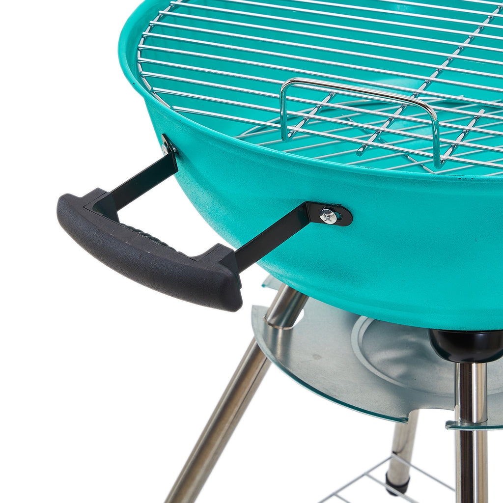 Turquoise Metal Grill with Wheels