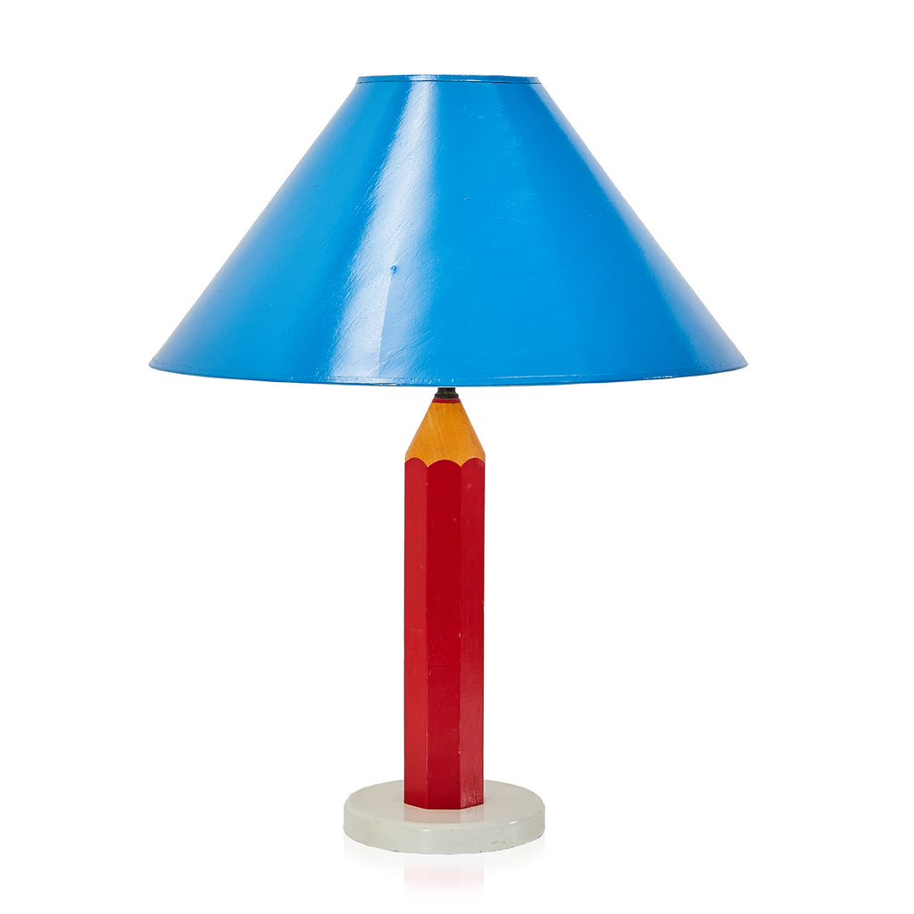 Red Pencil & Blue Shade Table Lamp