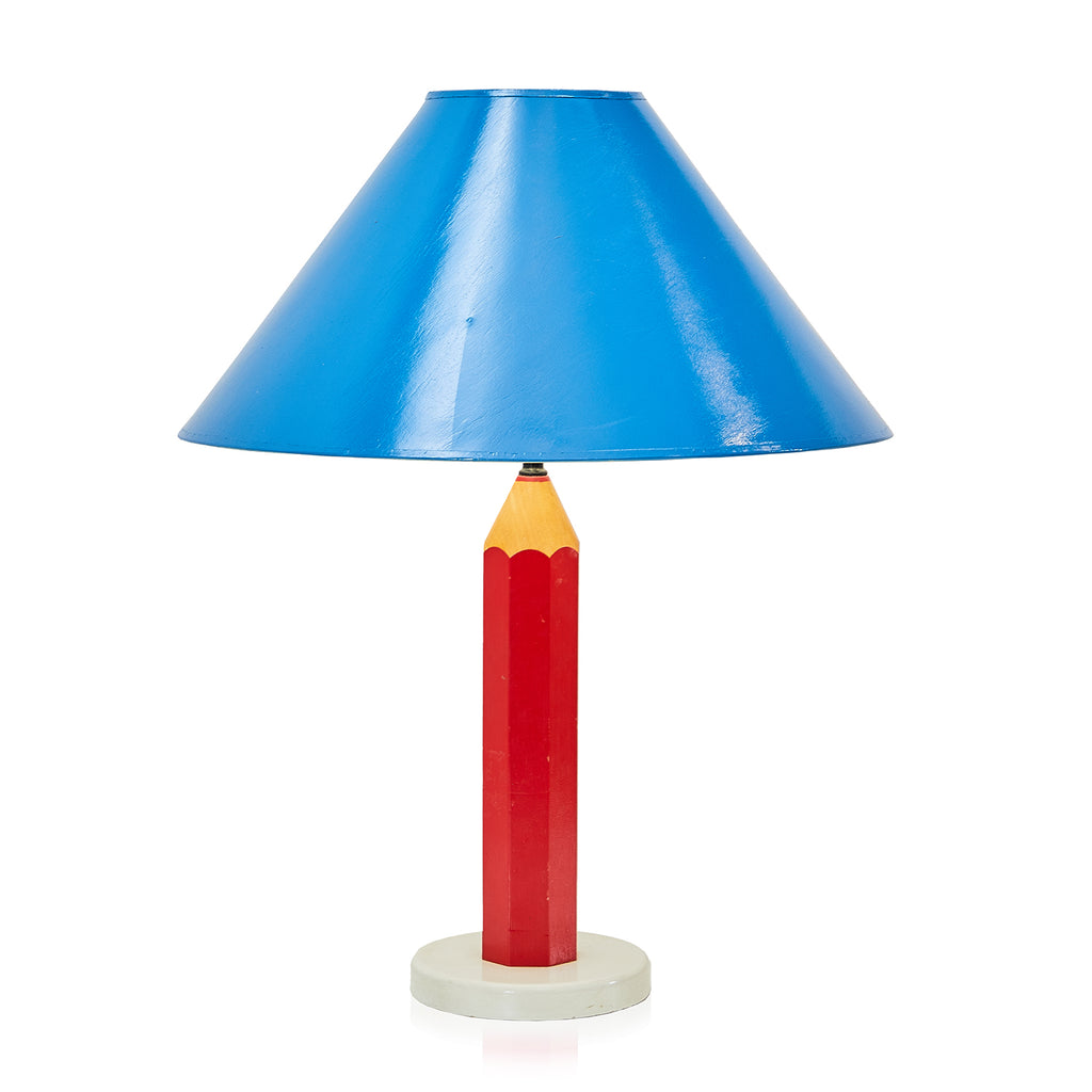 Red Pencil & Blue Shade Table Lamp