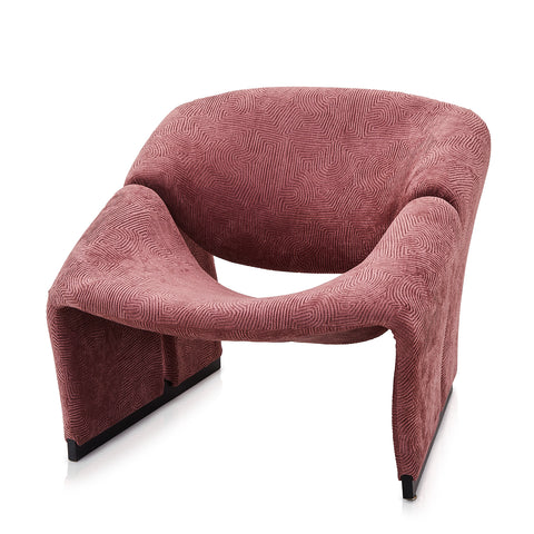Pink Mauve Textured Fabric Paulin Lounge Chair