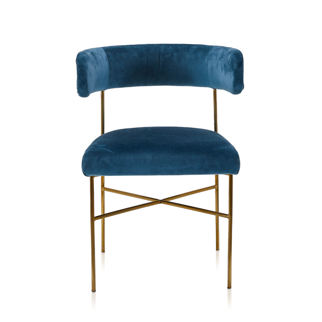 Blue Velvet & Gold Dining Chair
