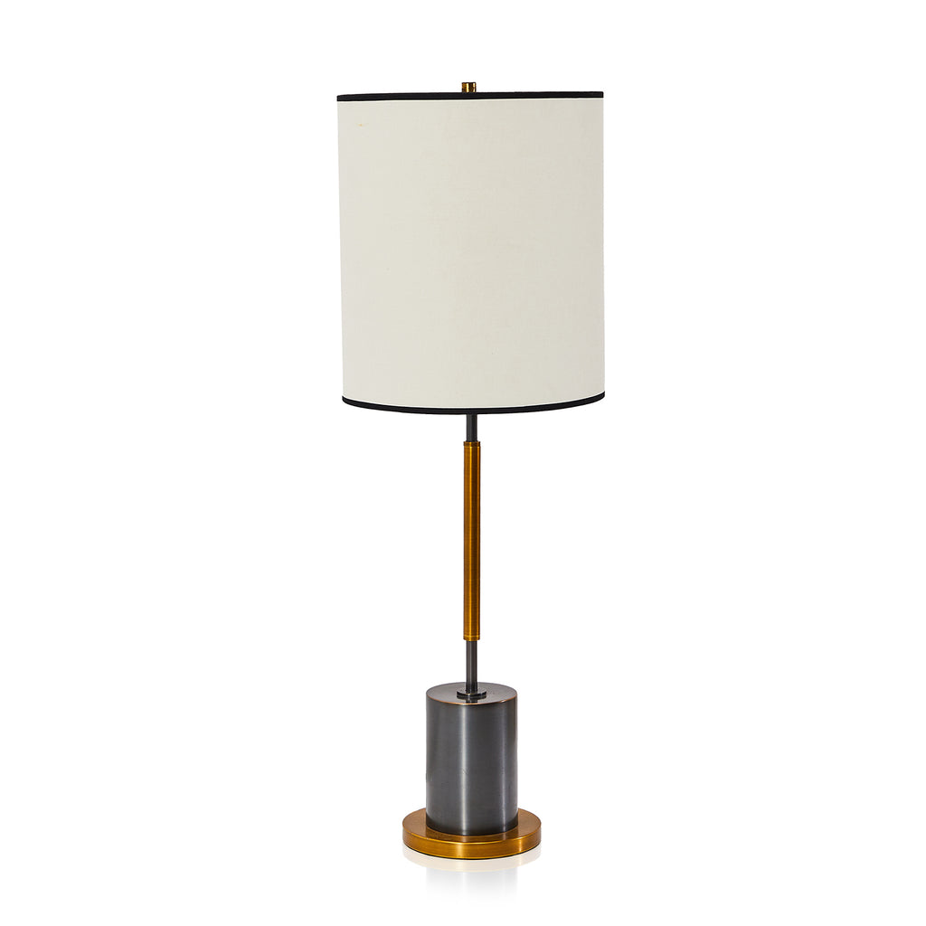 Black & Brass Table Lamp With White Shade