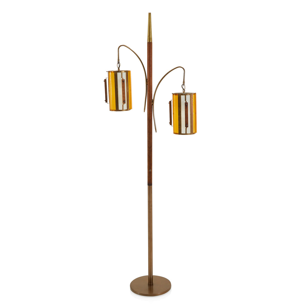 Bronze & Wood Mid Century Floor Lamp