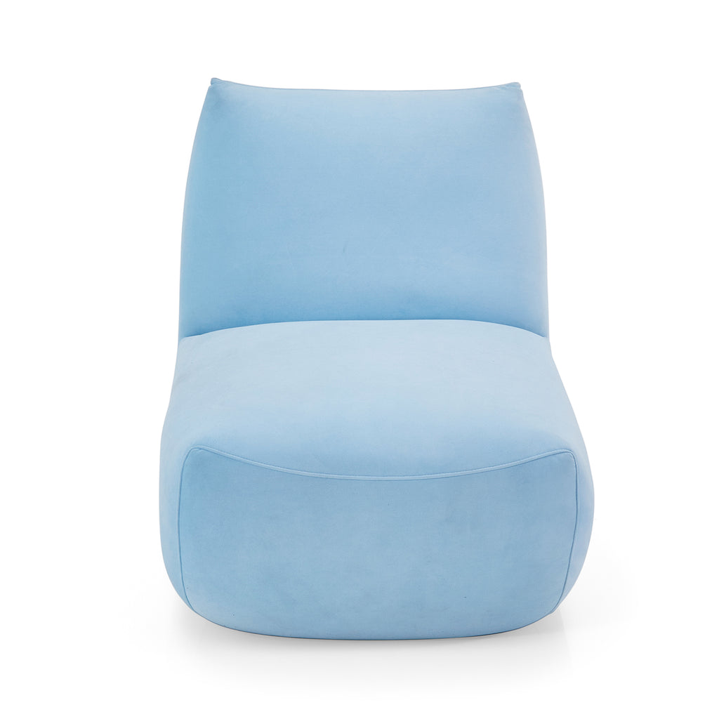 Light Blue Velvet Pouf Chair