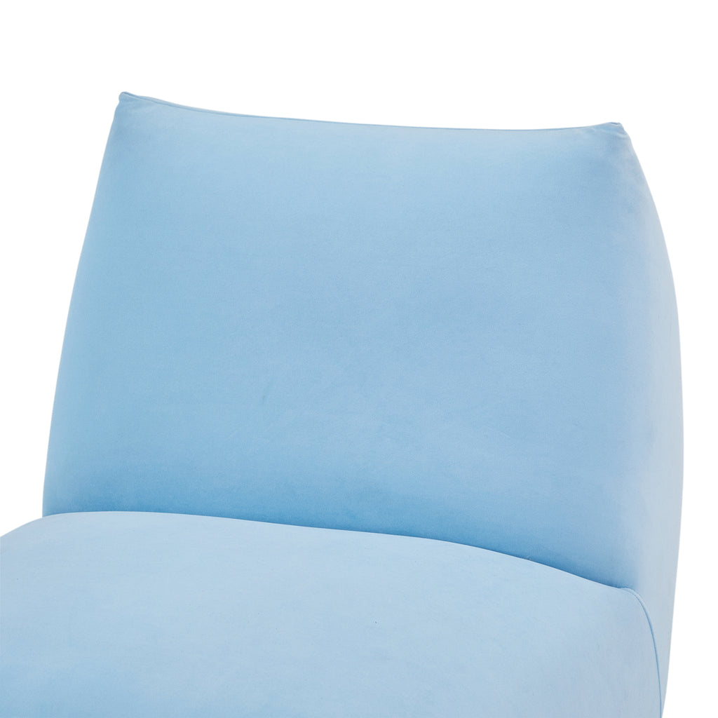 Light Blue Velvet Pouf Chair