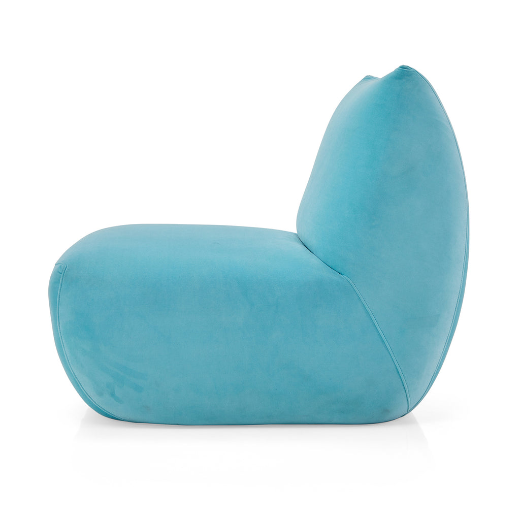 Turquoise Blue Velvet Pouf Chair