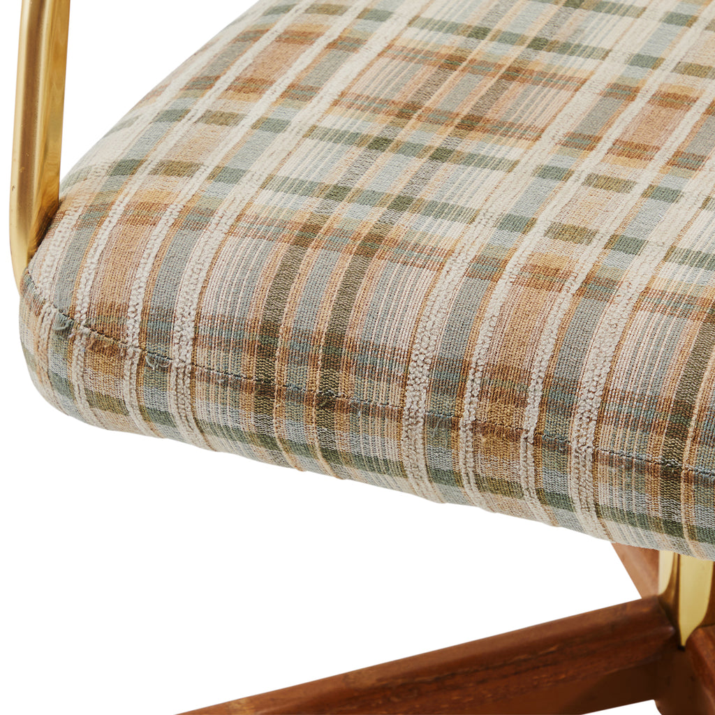 Tan Plaid Rolling Office Chair
