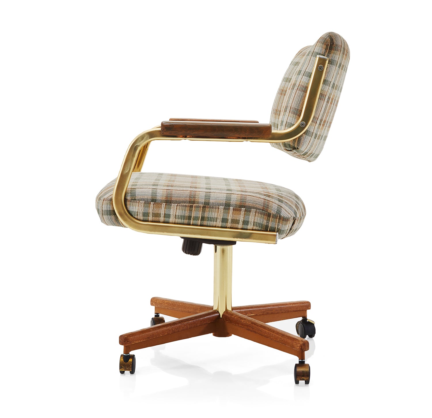 Tan Plaid Rolling Office Chair Gil Roy Props