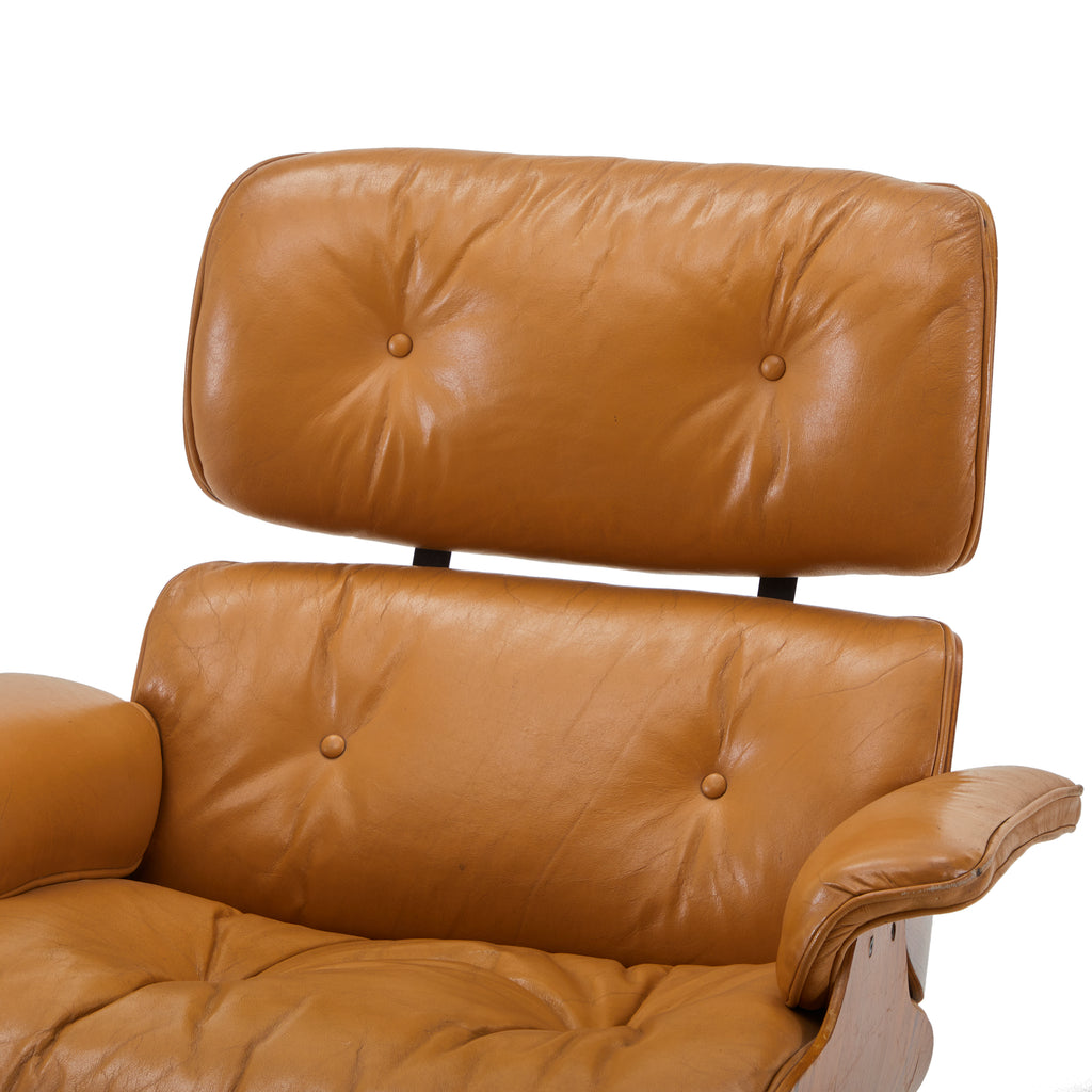 Eames Style Caramel Lounge Chair and Ottoman