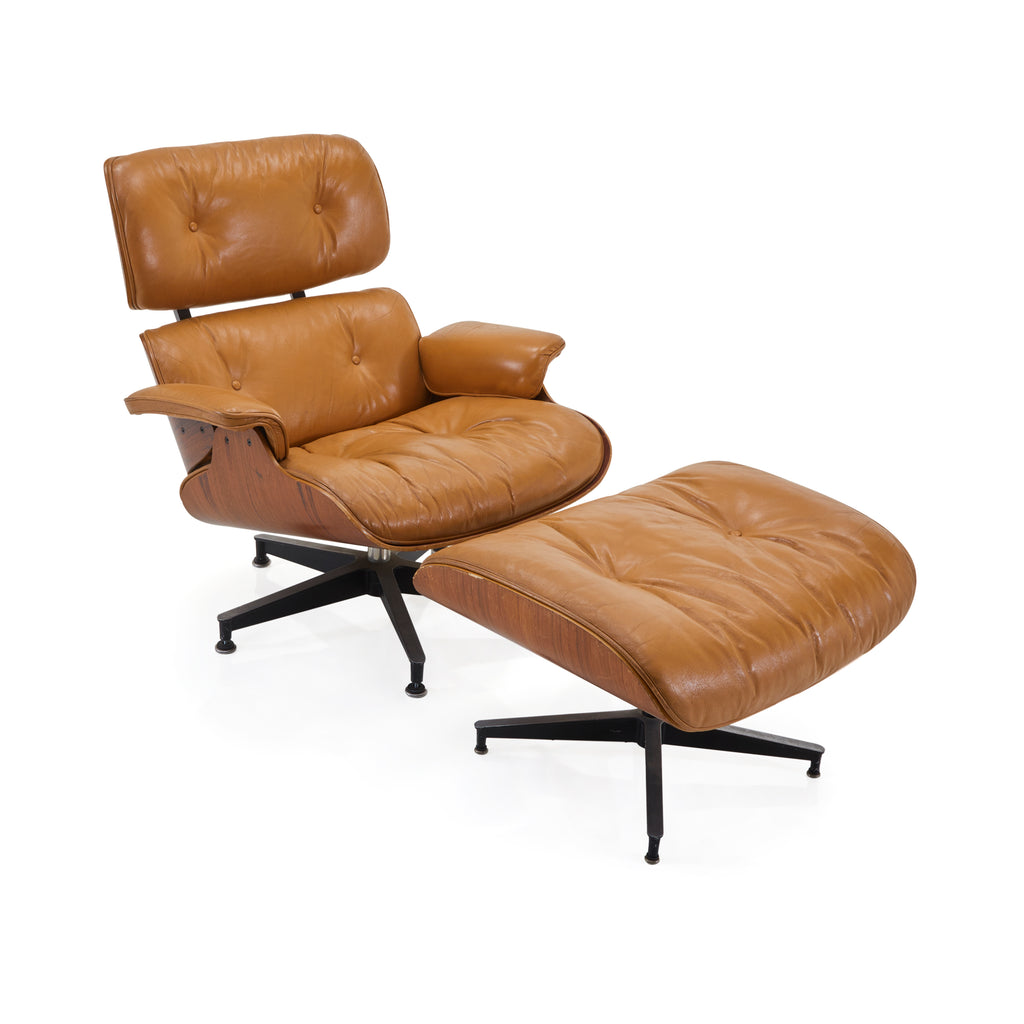 Eames Style Caramel Lounge Chair and Ottoman