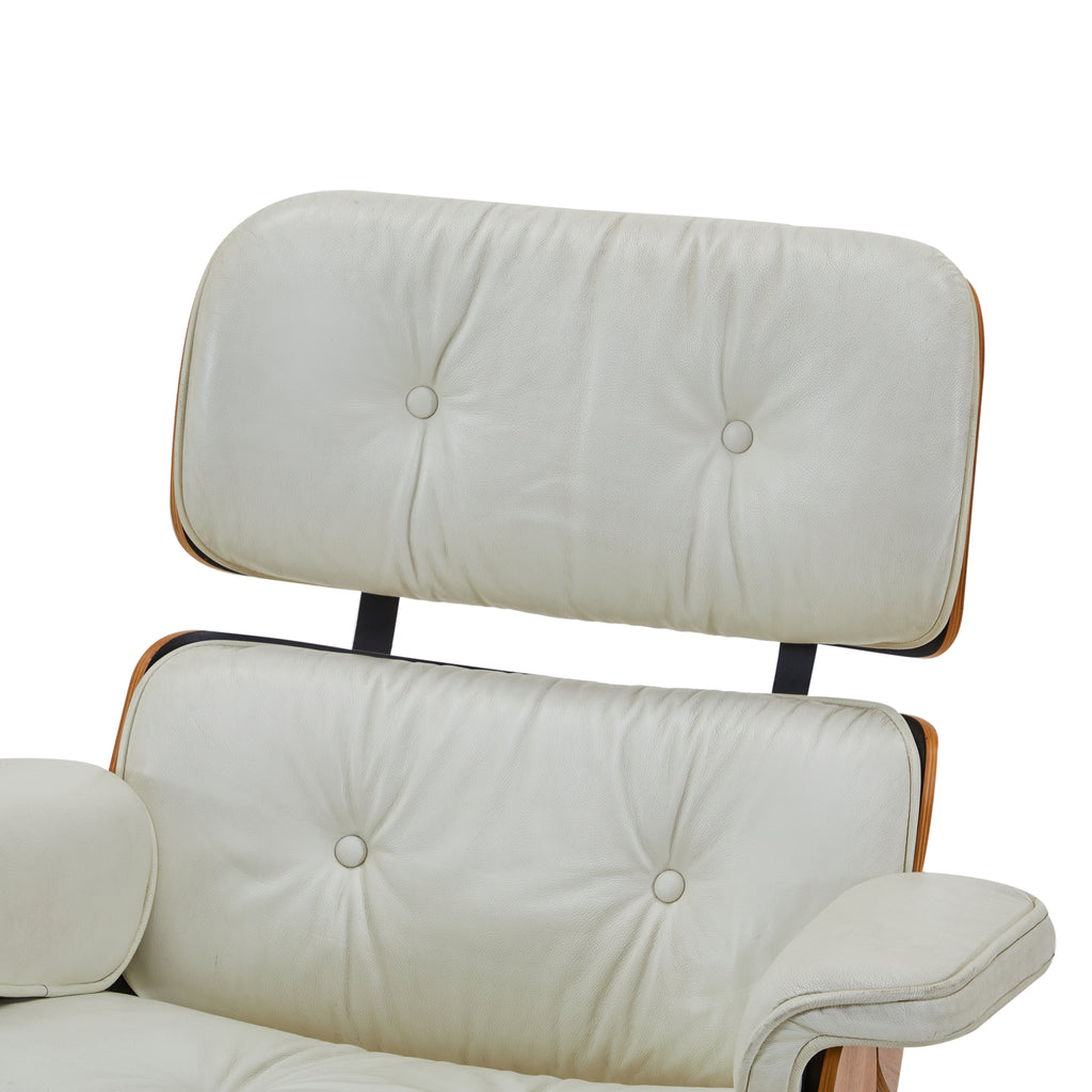 White Leather Rosewood Lounge Chair