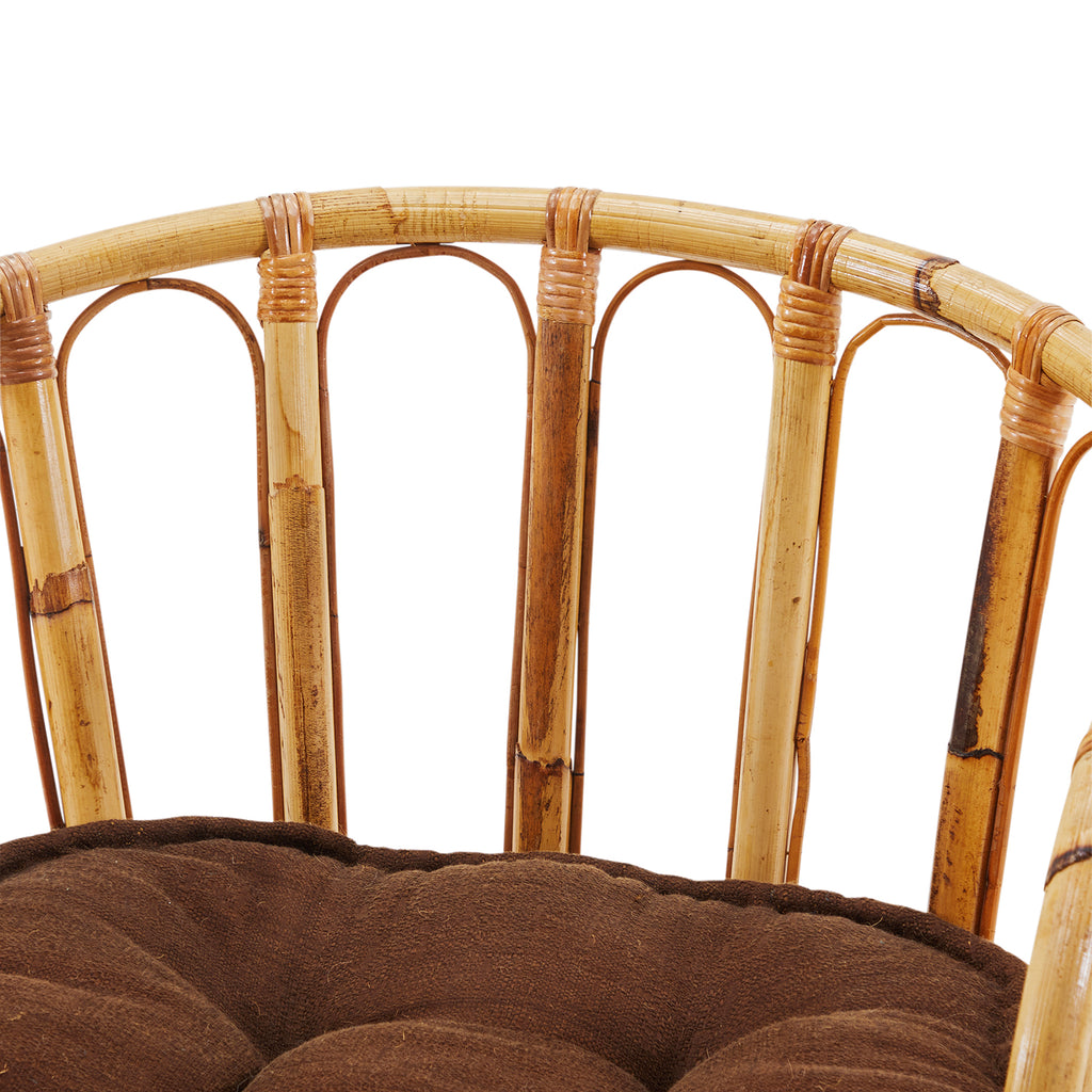 Brown Rattan Arm Chair With Cushion