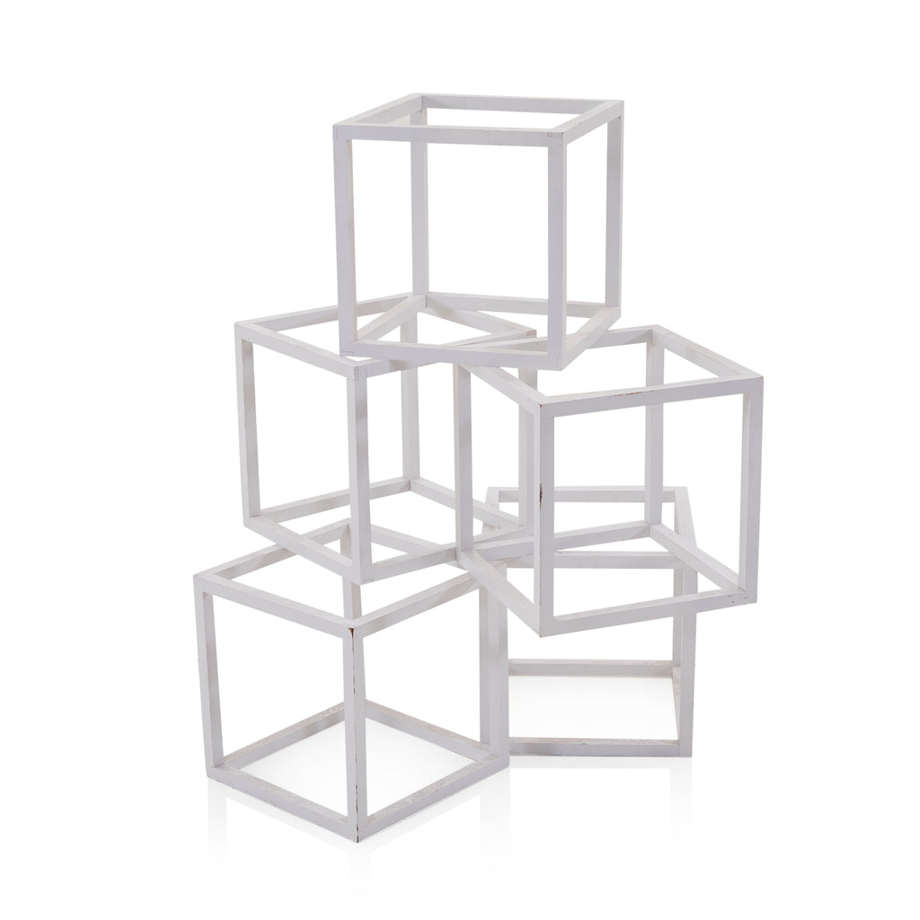 Set of 5 White Wood Cubes